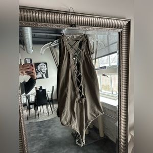 Olive express high neck cross body suit